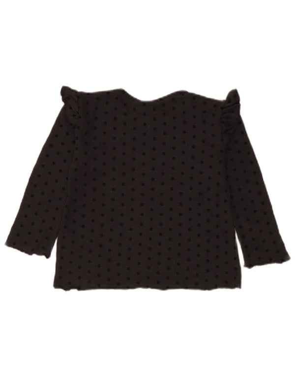 Zara Pige Langærmet Bluse Top 4-5 år Sort Polka Dot Viscose