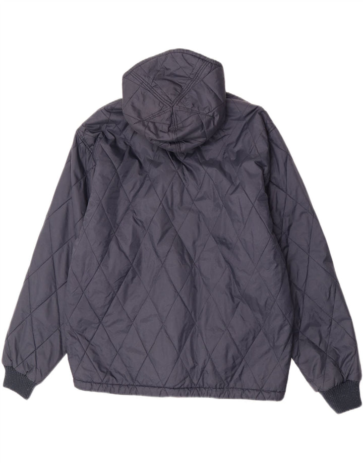 Replay Herre Hooded Quilted Jacket UK 40 Large Navy Blue Nylon