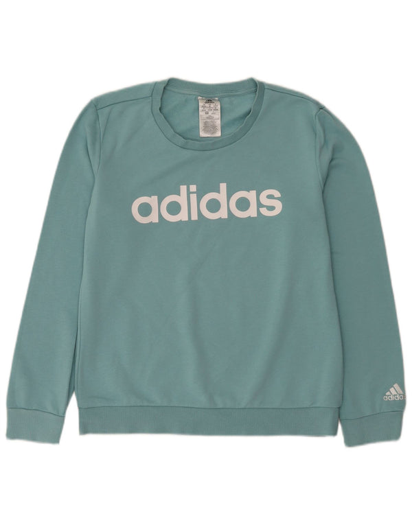 Adidas Graphic Sweatshirt Jumper UK 12/14 Medium Blue Bomuld