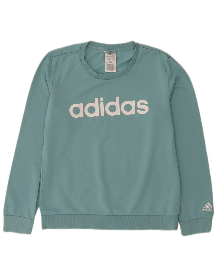 Adidas Graphic Sweatshirt Jumper UK 12/14 Medium Blue Bomuld