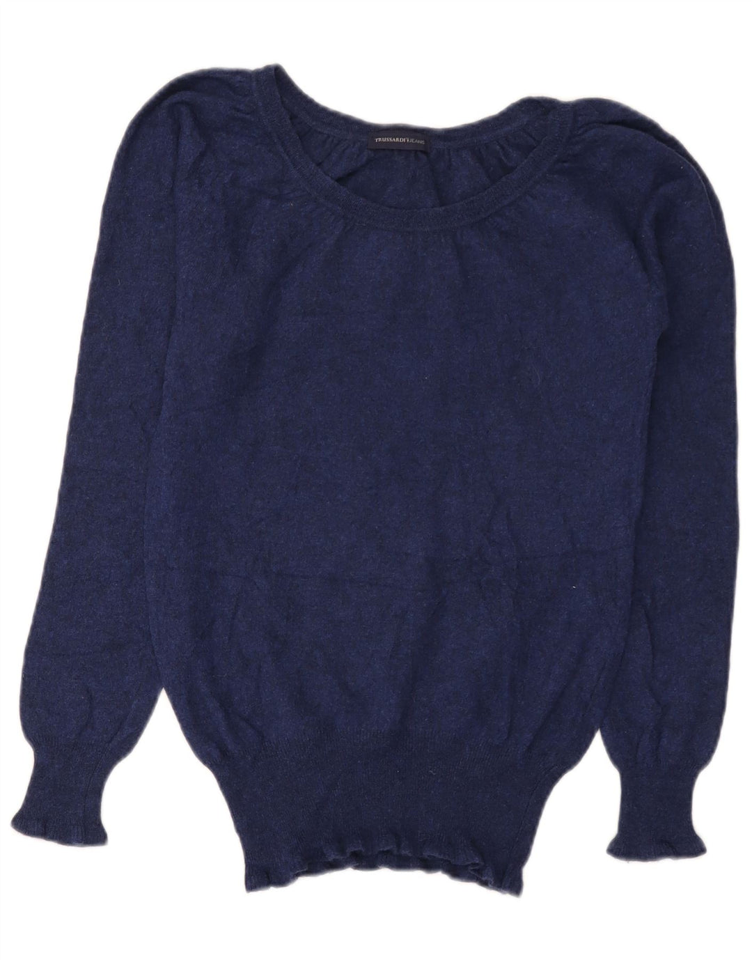 TRUSSARDI JEANS Dame Boat Neck Jumper Sweater UK 12 Medium Navy Blue