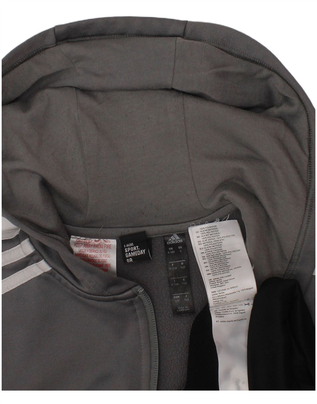 Adidas Boys Hoodie Jumper 9-10 år Grå Colourblock Polyester