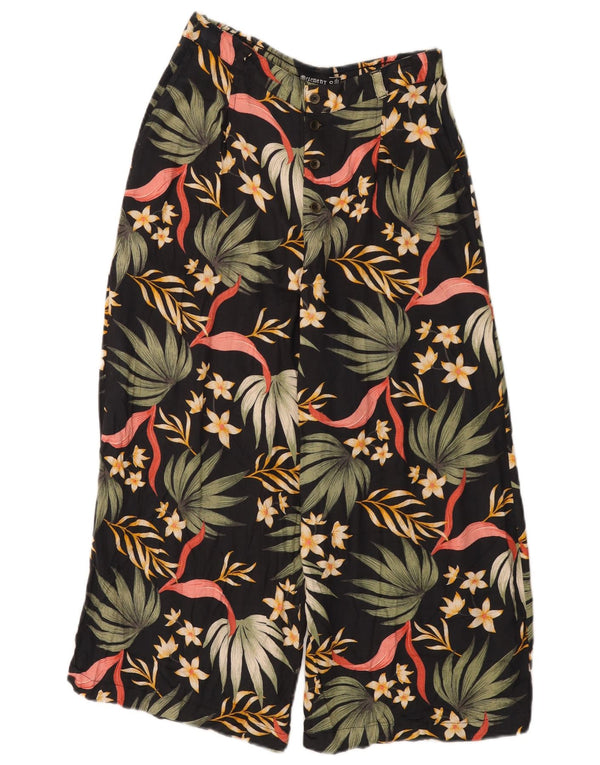 Element Dame Capri Bukser UK 10 Small W28 L20 Black Floral Rayon