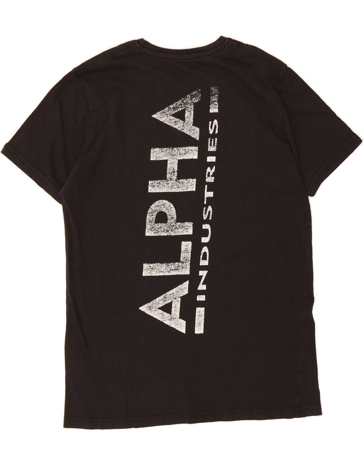 ALPHA INDUSTRIES Mens Graphic T-Shirt Top Large Black Cotton Vintage Alpha Industries and Second-Hand Alpha Industries from Messina Hembry 