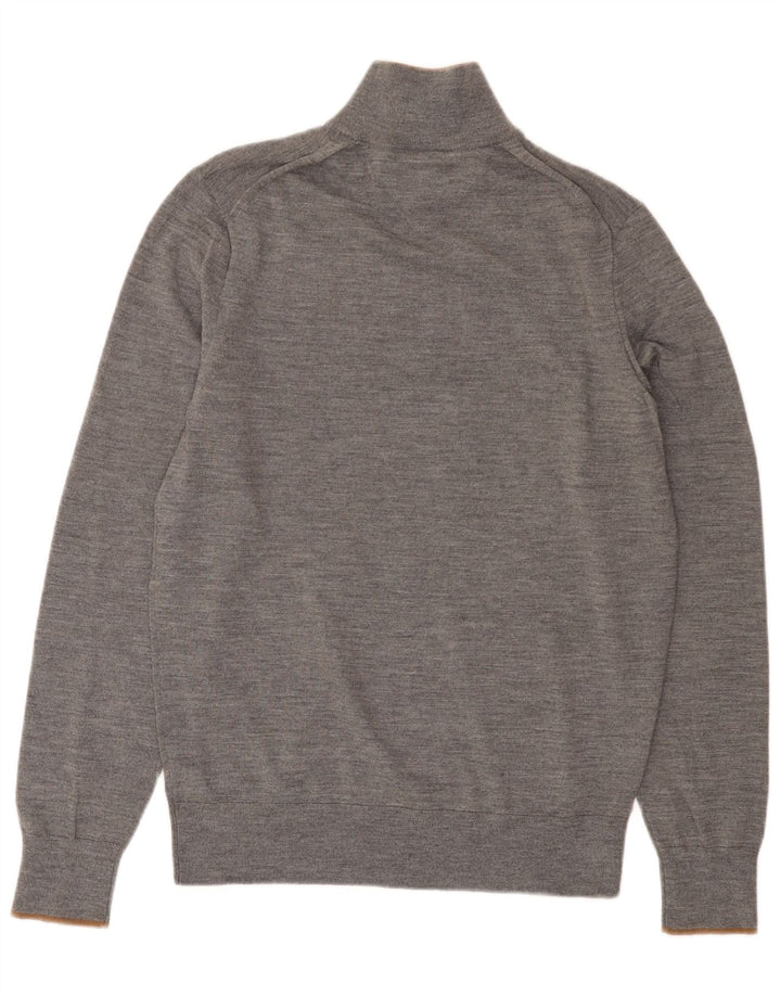 Tommy Hilfiger Herre Zip Neck Jumper Sweater Medium Grå Merinould