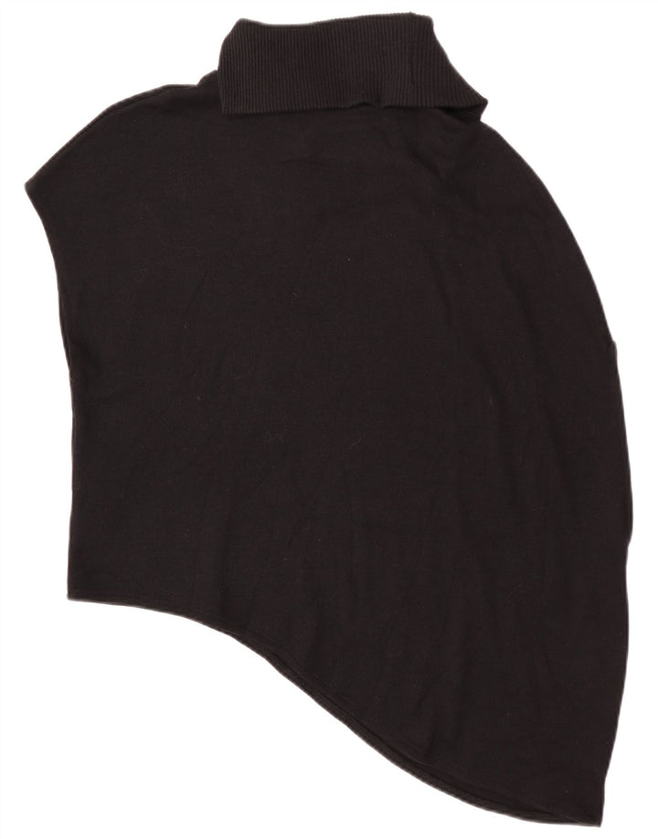 Zara Dame Asymmetrisk Oversized Vest Tank Top UK 10 Small Black Polyester