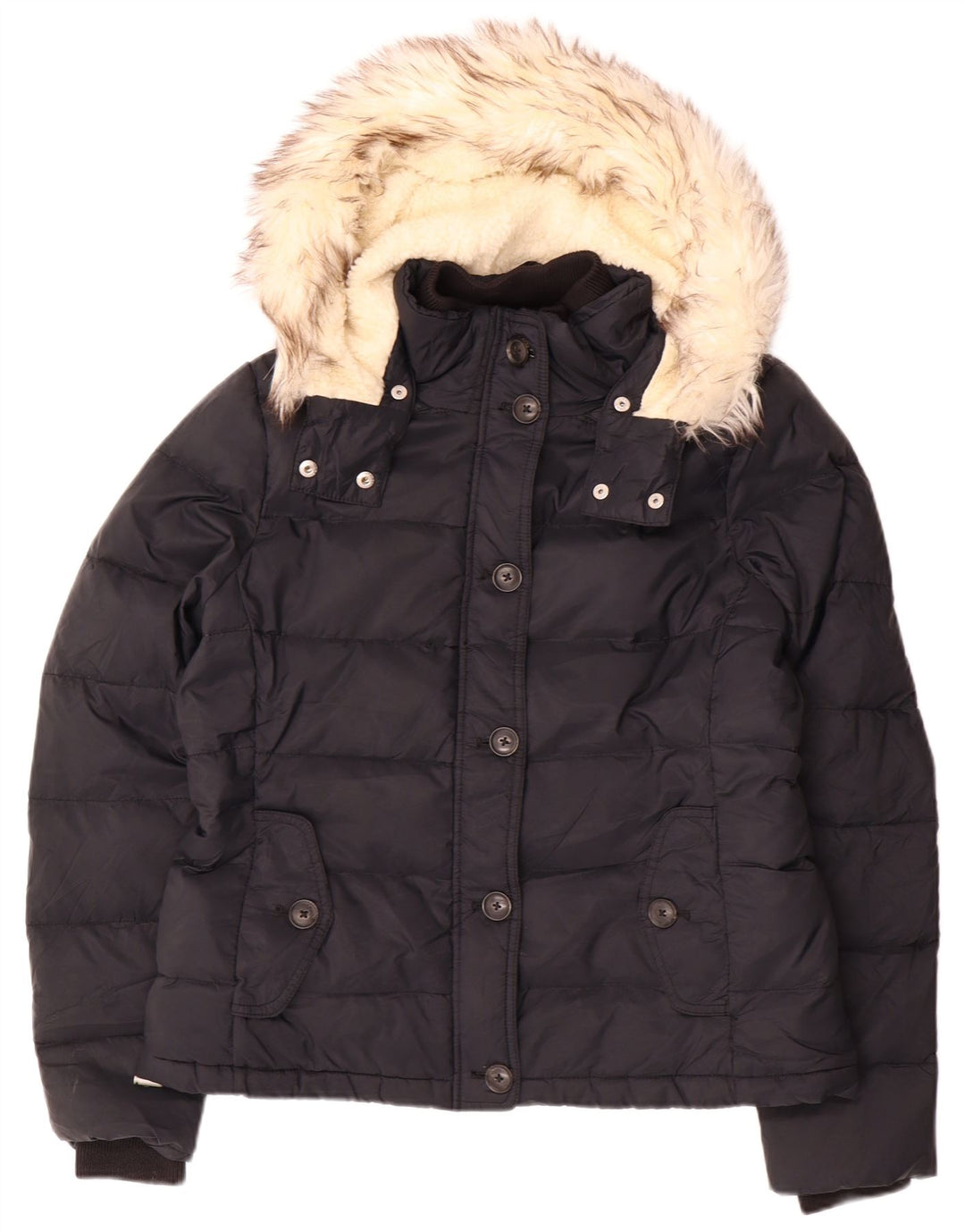 JACK WILLS Dame hættejakke UK 14 Stor sort nylon
