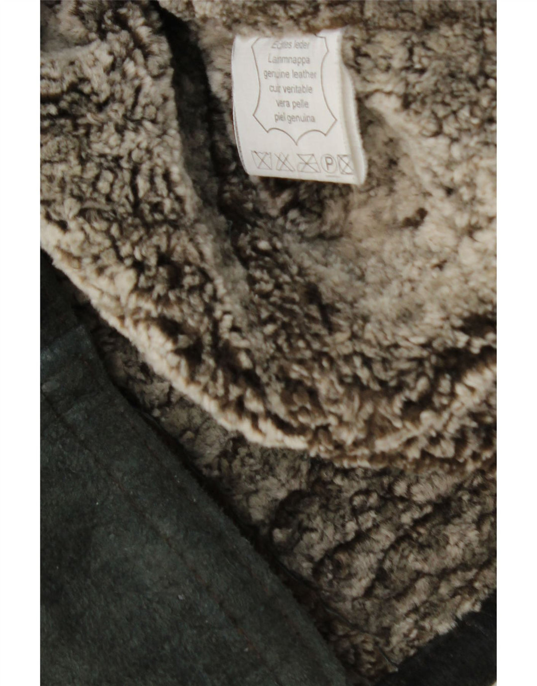 Vintage Herre Shearling Jacket UK 42 XL sort læder