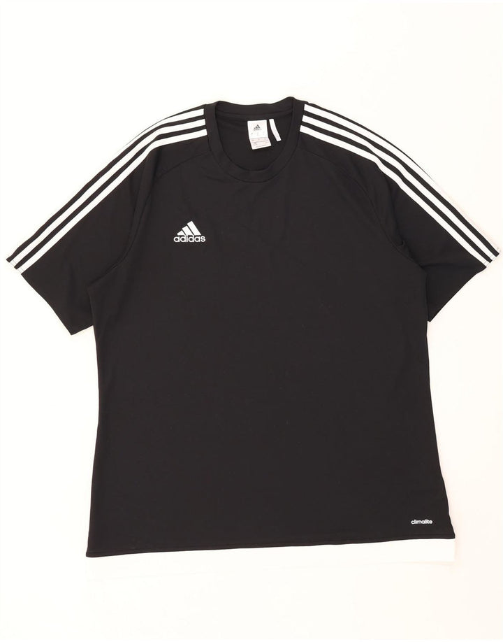 Adidas Herre Climalite T-Shirt Top XL Sort Colourblock Polyester