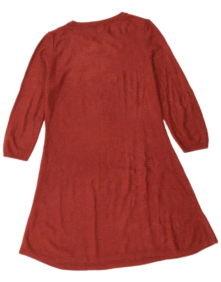 FAT FACE Dame 3/4-ærmet Jumper Dress UK 12 Medium Maroon Akryl
