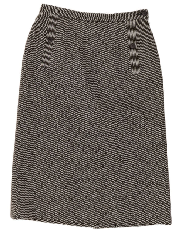 Jaeger Womens Pencil Skirt UK 14 Medium W28 Gråstribet uld