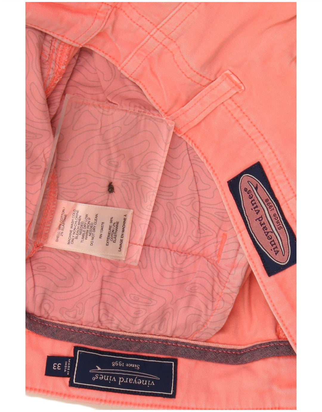 VINEYARD VINES Herre Chino Shorts W33 Medium Pink Bomuld