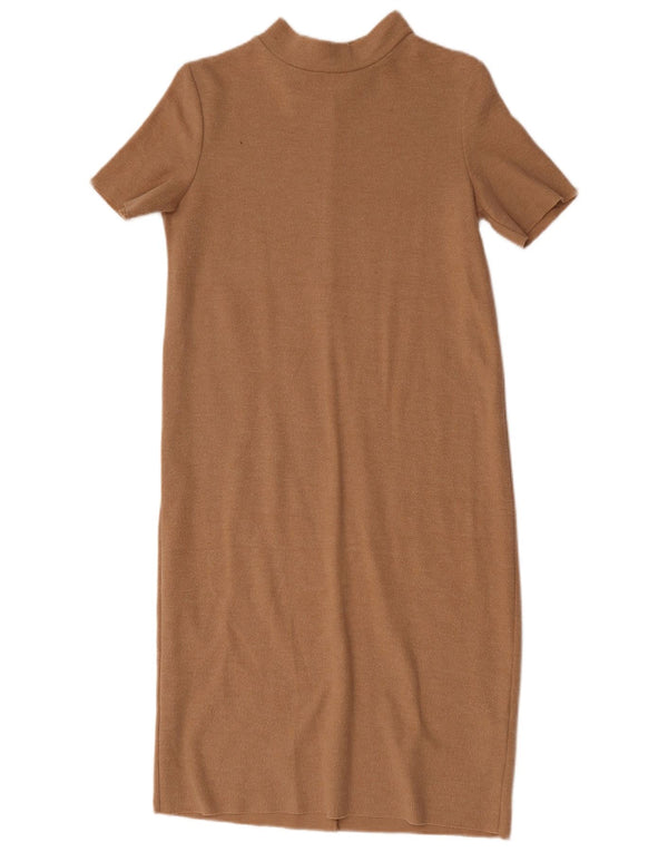 Zara Dame Trafaluc Jumper Dress UK 10 Small Beige Bomuld