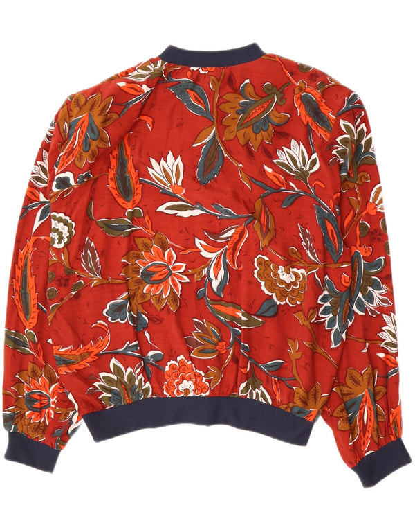VINTAGE skjortebluse til kvinder UK 18 XL Rød blomsterviscose