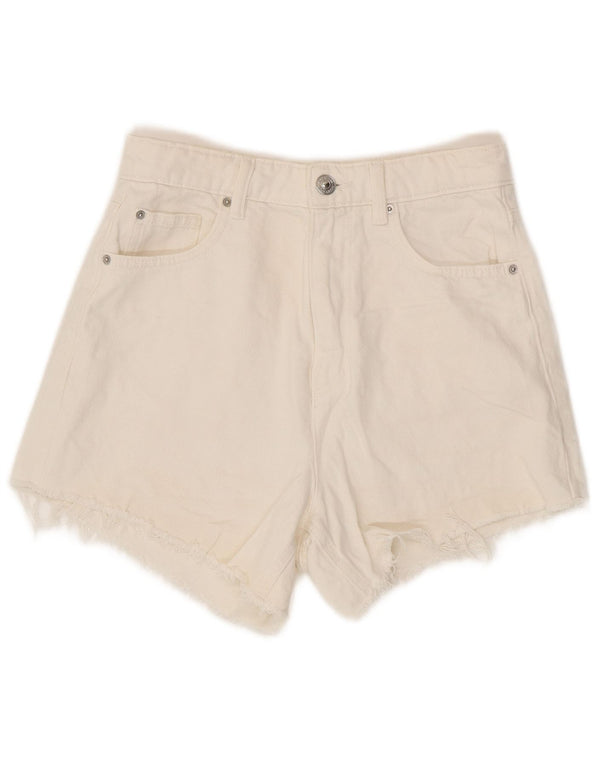 Marks & Spencer Womens Mom High Rise denimshorts UK 8 Small W26 White