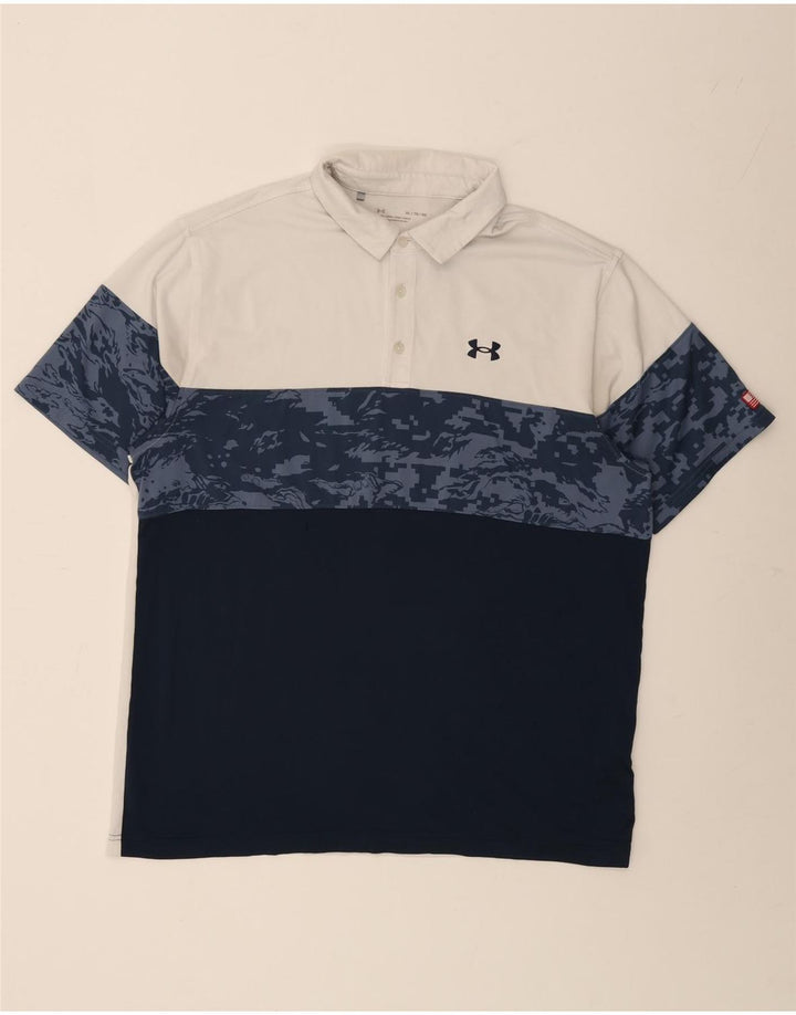 UNDER ARMOUR Herre poloshirt XL Hvid Colourblock Polyester