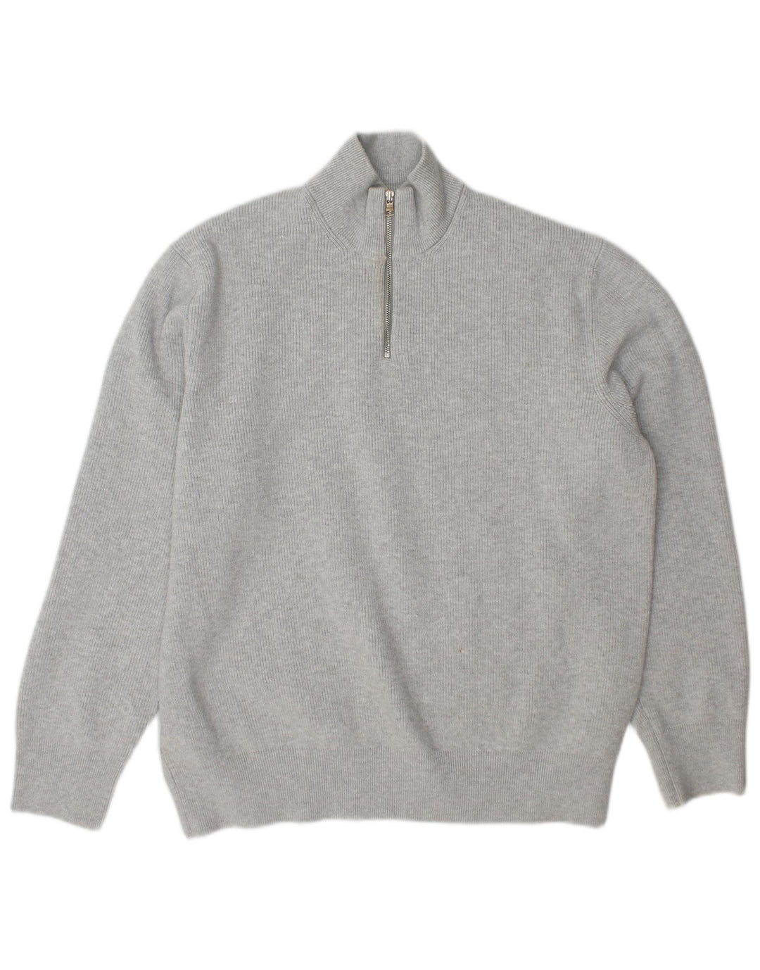 Marks & Spencer Herre Zip Neck Jumper Sweater XL Grå Polyester