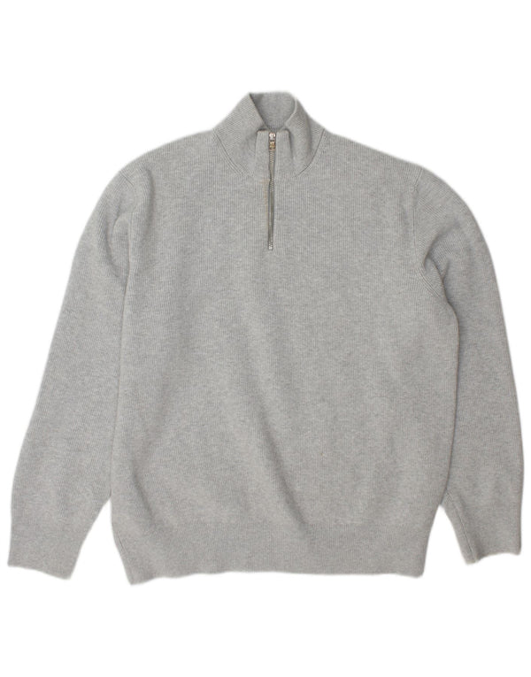 Marks & Spencer Herre Zip Neck Jumper Sweater XL Grå Polyester