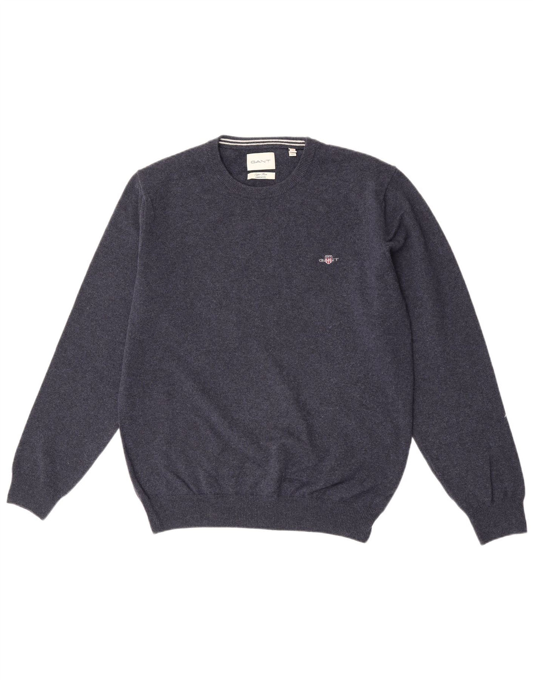 Gant Herre Crew Neck trøje Sweater Stor marineblå lammeuld