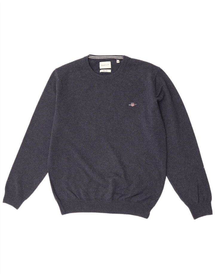 Gant Herre Crew Neck trøje Sweater Stor marineblå lammeuld