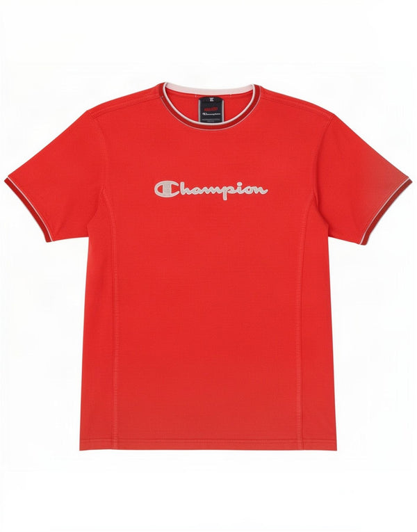 Champion Dame Grafisk T-Shirt Top UK 18 XL Rød Bomuld