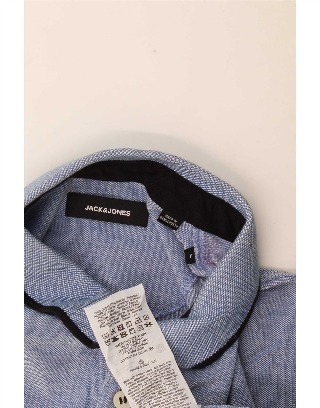 Jack & Jones herre poloskjorte stor blå flækket bomuld