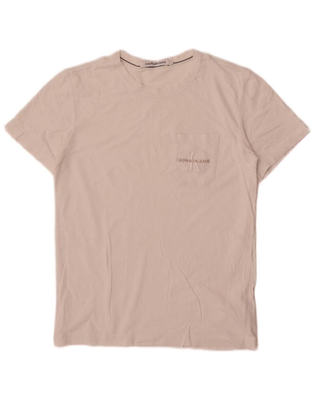 Calvin Klein Jeans Herre T-Shirt Top Lille Hvid Bomuld