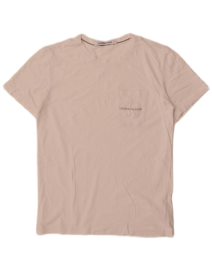 Calvin Klein Jeans Herre T-Shirt Top Lille Hvid Bomuld