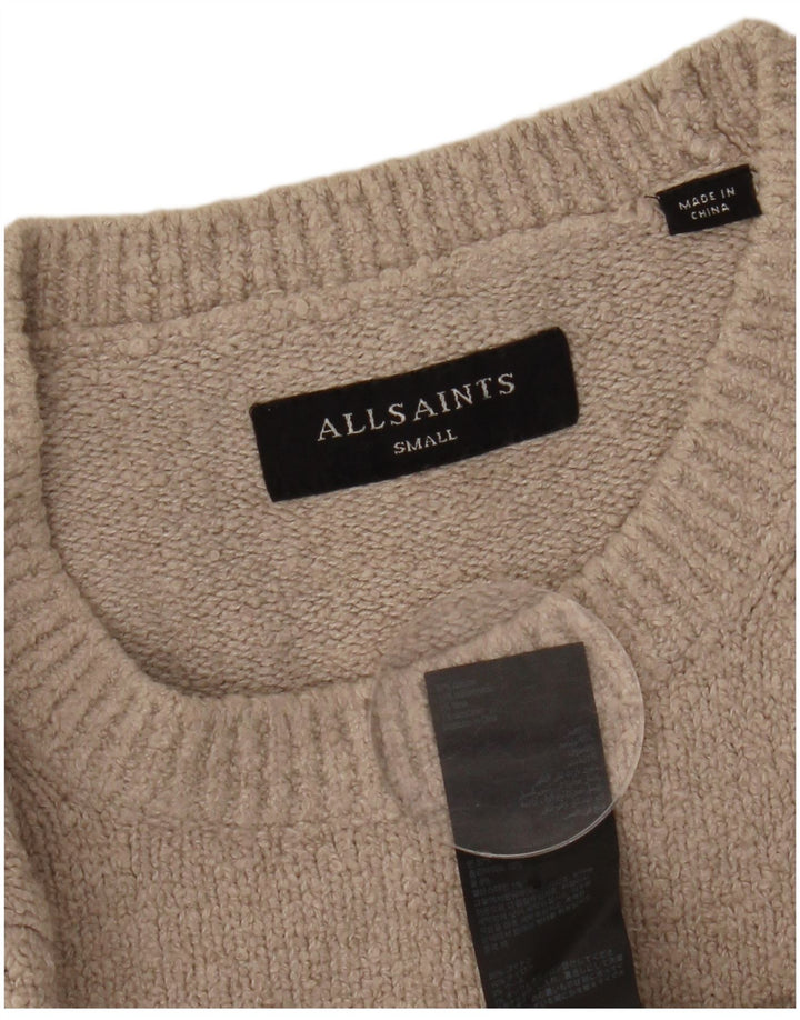 ALL SAINTS Herre sweater med rund hals, lille beige bomuld