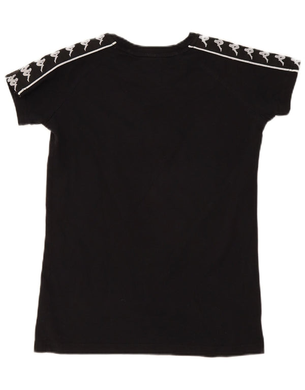 Kappa Dame Grafisk T-Shirt Top UK 10 Small Black Bomuld