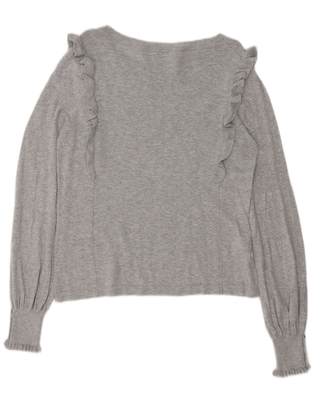 LAURA ASHLEY Dame Boat Neck Jumper Sweater UK 14 Stor Grå Bomuld