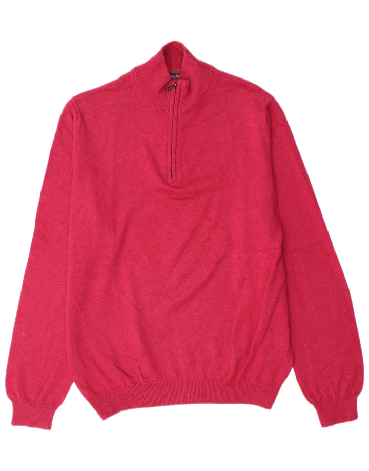 Massimo Dutti Herre Zip Neck Jumper Sweater Medium Pink Bomuld