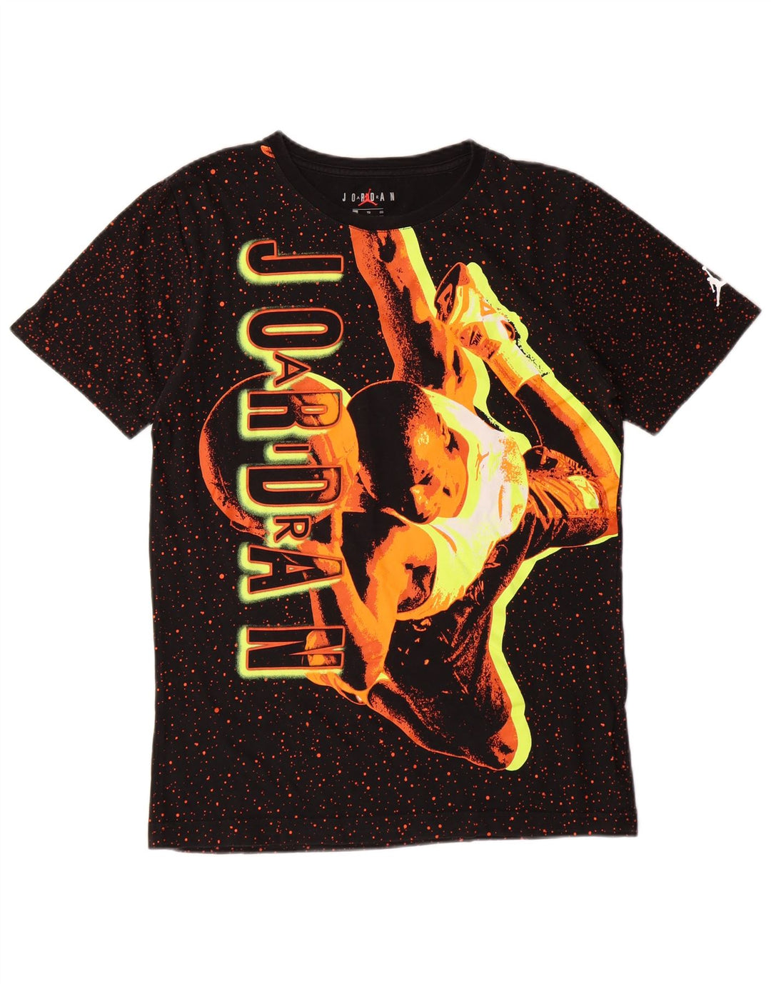 JORDAN drenge grafisk t-shirt top 13-14 år XL sort plettet bomuld