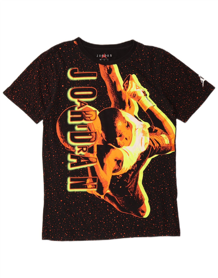 JORDAN drenge grafisk t-shirt top 13-14 år XL sort plettet bomuld