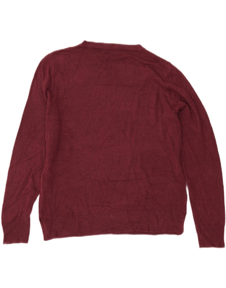 MARKS & SPENCER Dame sweater med rund hals DK 14 Stor rødbrun akryl