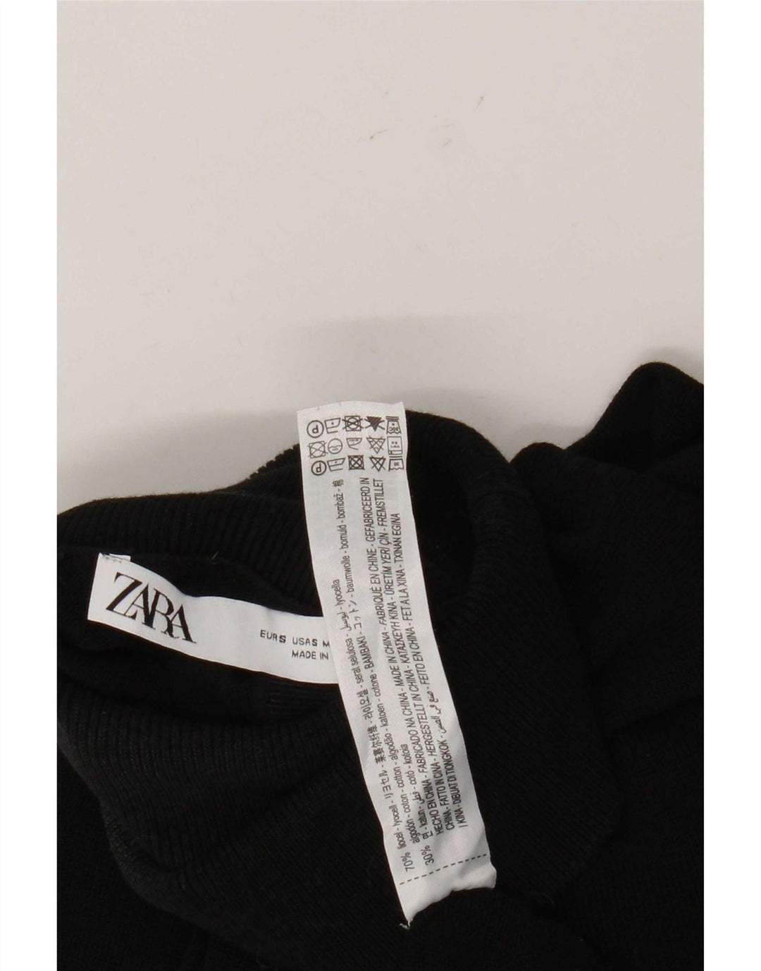 Zara Dame Roll Neck Jumper Sweater UK 10 Small Black Lyocell