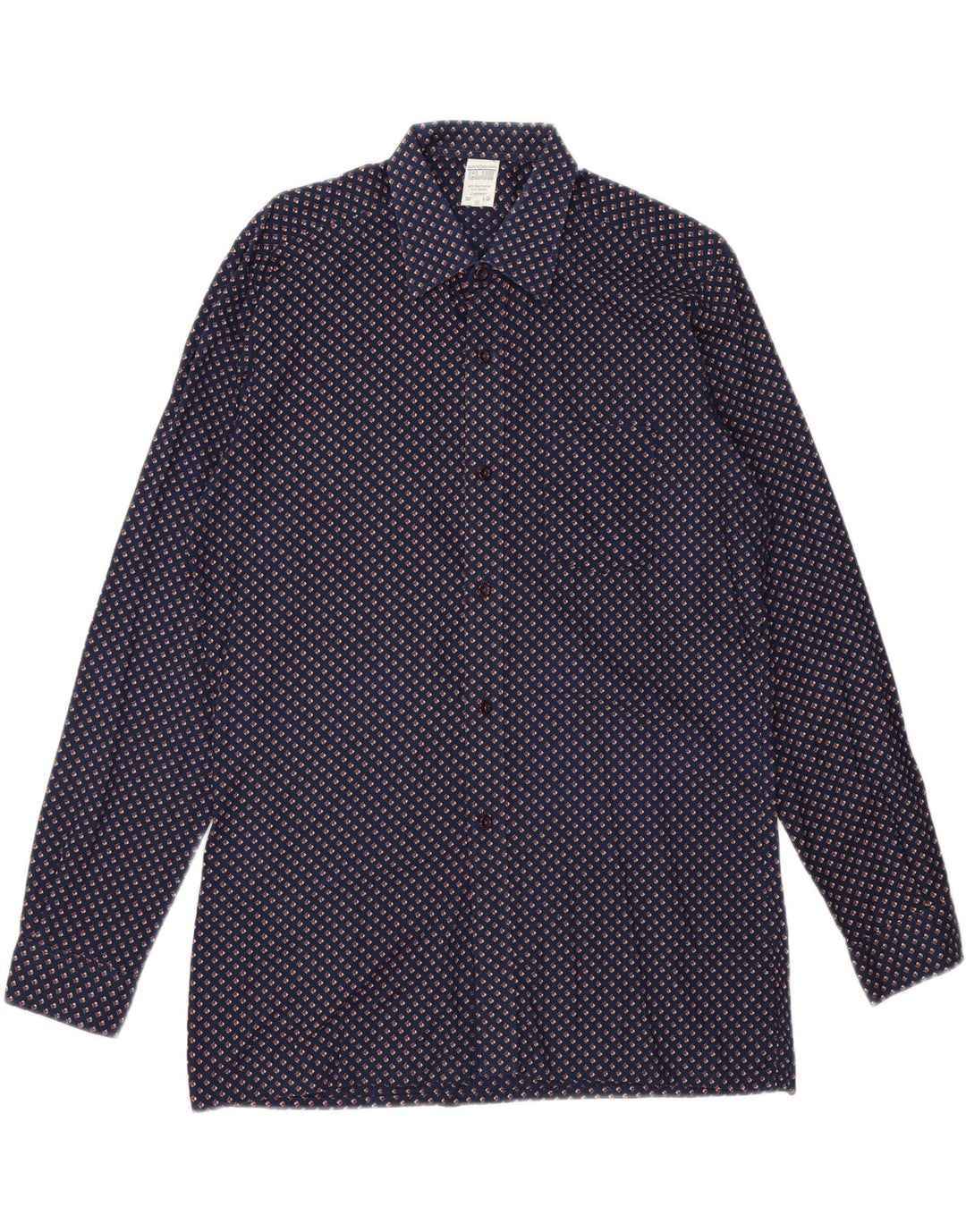 KANDAHAR Mens Shirt Size 39 Medium Navy Blue Spotted Cotton Vintage Kandahar and Second-Hand Kandahar from Messina Hembry 