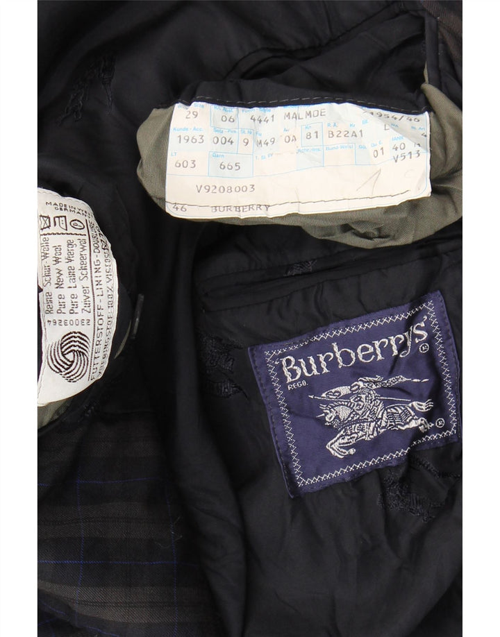 Burberrys Blazerjakke til mænd med 2 knapper UK 46 3XL Marineblå Ternet Virgin Wool