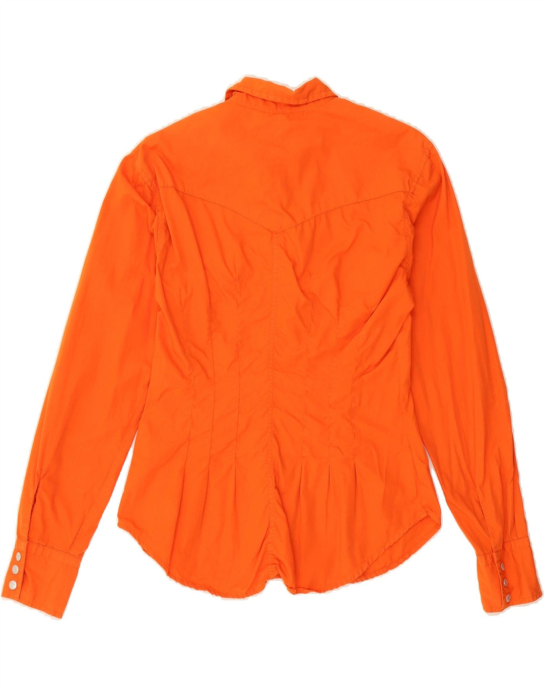 WAMPUM Womens Shirt UK 10 Small Orange Cotton Vintage Wampum and Second-Hand Wampum from Messina Hembry 