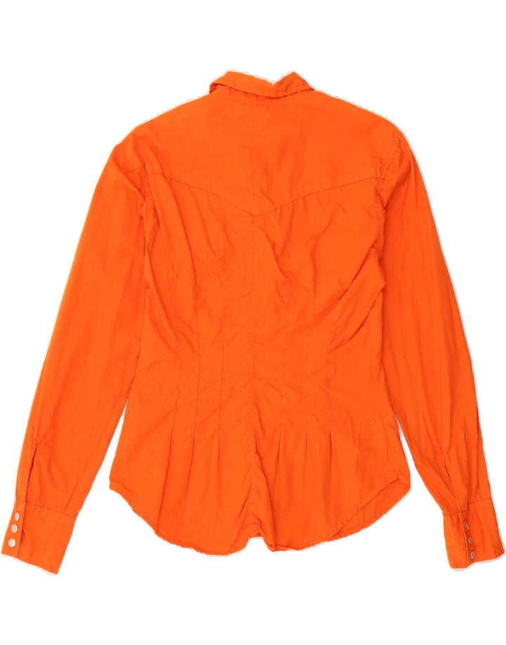WAMPUM Womens Shirt UK 10 Small Orange Cotton Vintage Wampum and Second-Hand Wampum from Messina Hembry 