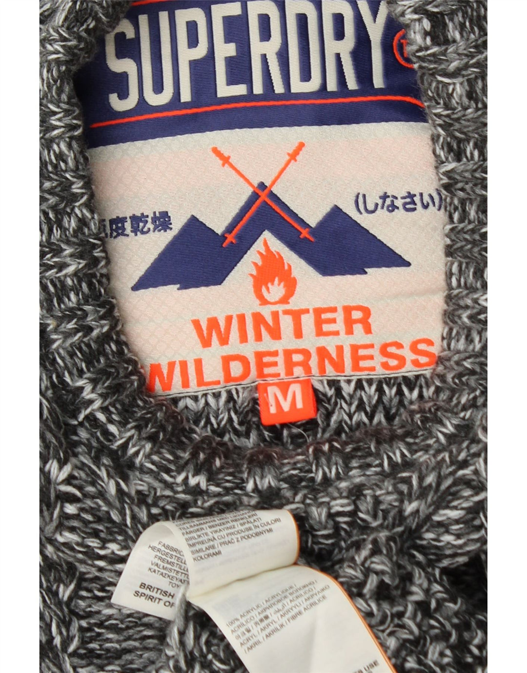 SUPERDRY sweater med rund hals til mænd mellemgrå flækket akryl