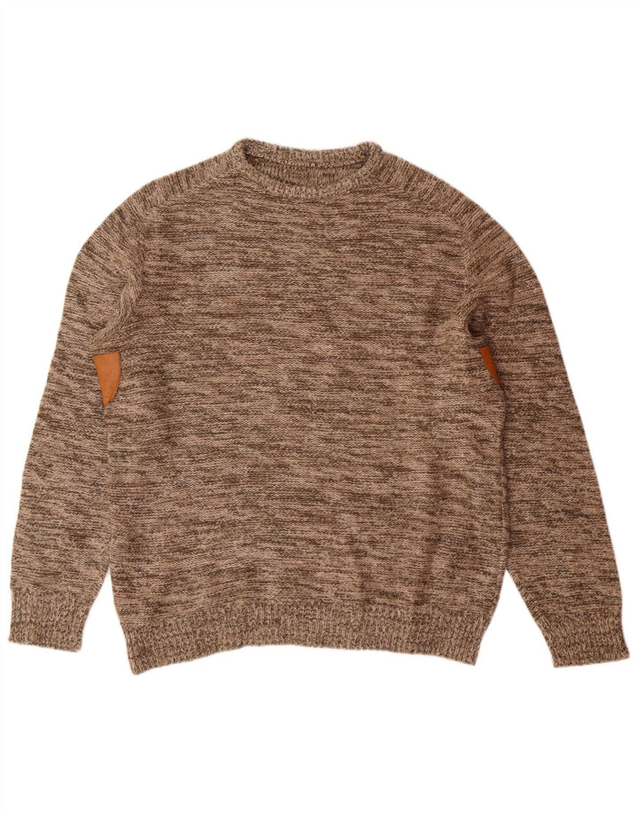 Vintage Herre rund hals sweater IT 48 Medium Brown Flecked Acryl