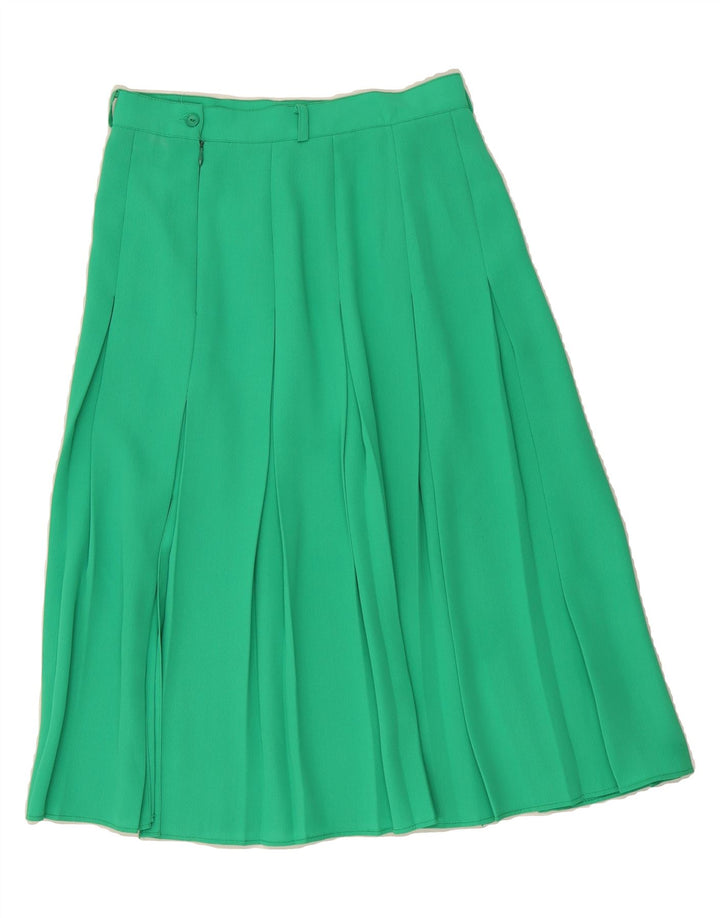 ESSENTIALS Womens Pleated Skirt UK 14 Medium W28  Green Polyester Vintage Essentials and Second-Hand Essentials from Messina Hembry 