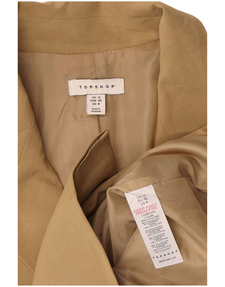 Topshop Dame Dobbeltradet Blazer Jacket UK 12 Medium Beige Polyester
