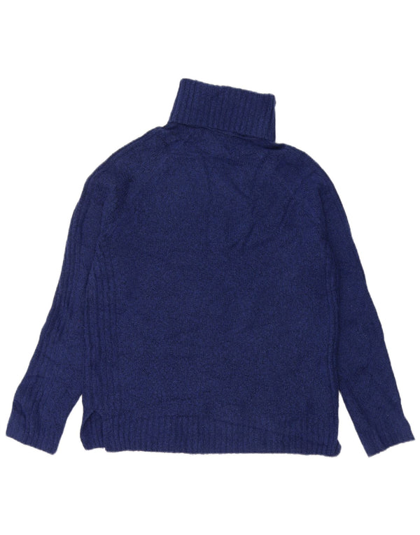 Marks & Spencer Womens Roll Neck Jumper Sweater UK 6 XS Blue Acrylic
