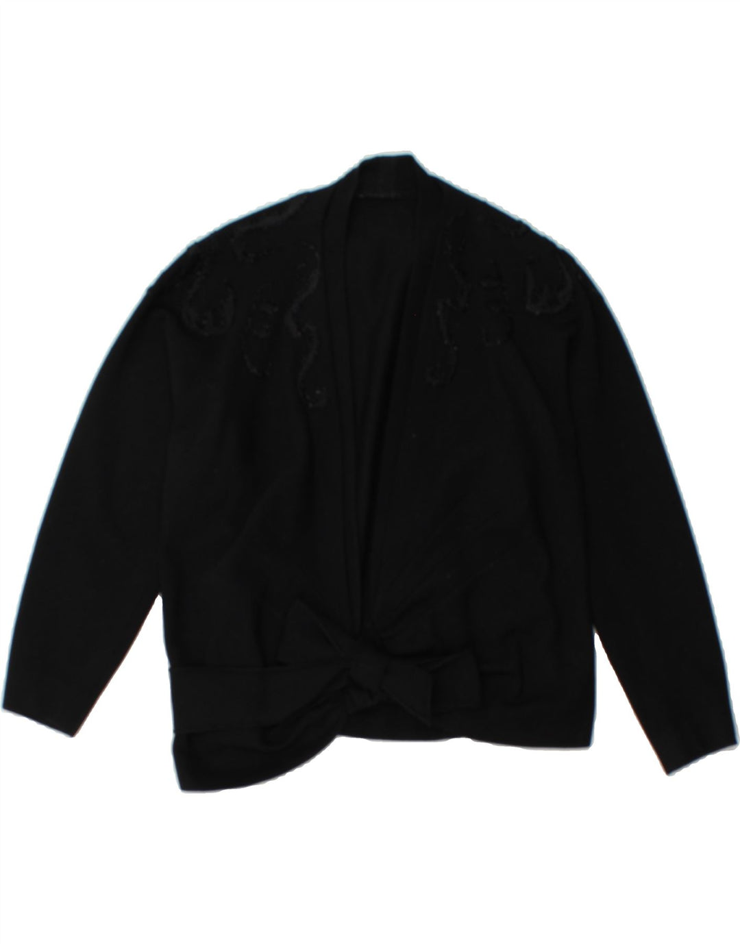 VINTAGE Womens Front Tie Blazer Jacket UK 8 Small Black Vintage Vintage and Second-Hand Vintage from Messina Hembry 