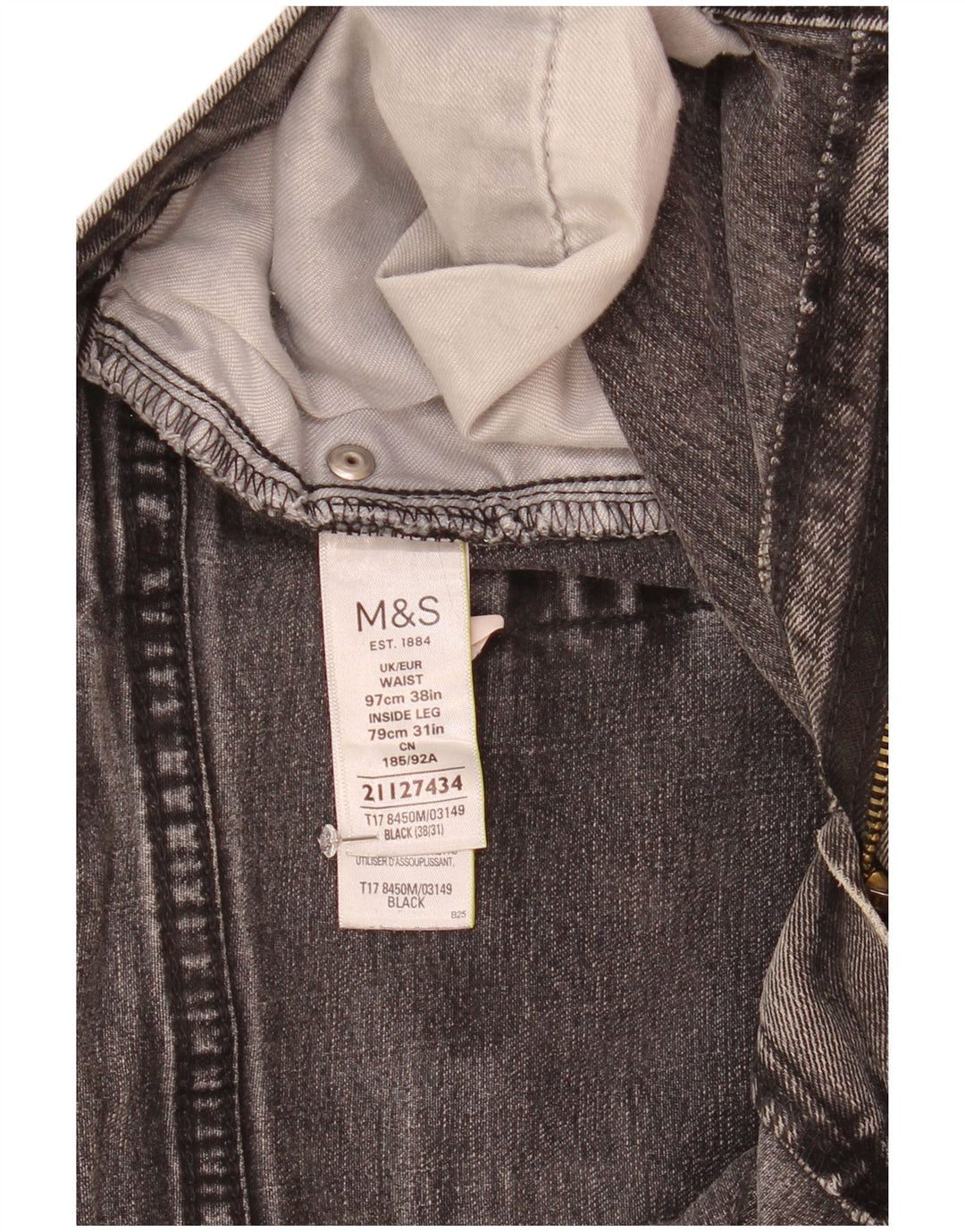 Marks & Spencer Straight Jeans til mænd W38 L31 Sort bomuld