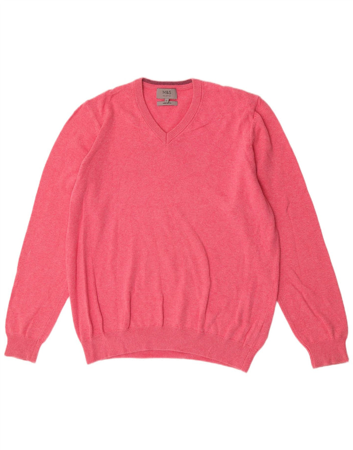 Marks & Spencer Herre V-hals sweater Stor Pink Bomuld