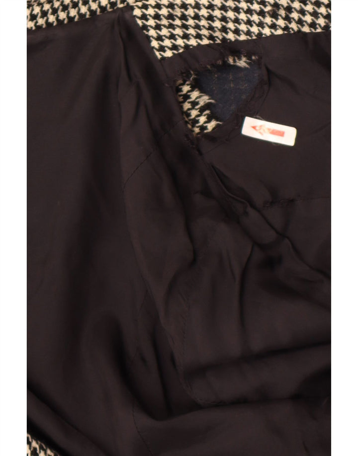 Griffe Dame 4 Button Blazer Jacket UK 10 Small Black Houndstooth