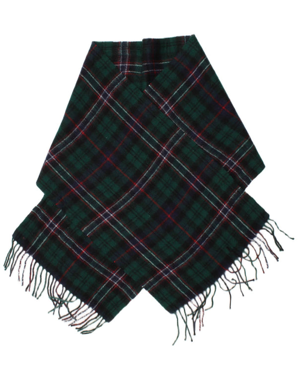 Vintage herre rektangel tørklæde One Size Grøn Plaid lammeuld